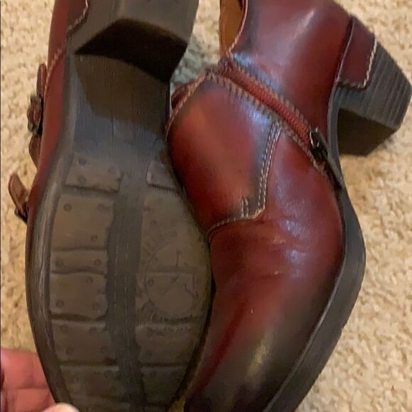 Red Leather Pikolinos Zip Up Booties - Picture 3 of 4